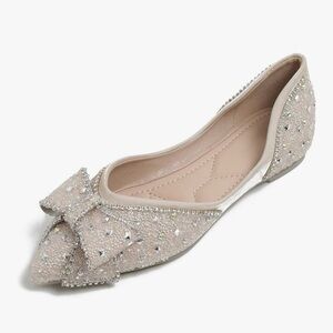 Elegant Beige Embellished Flats